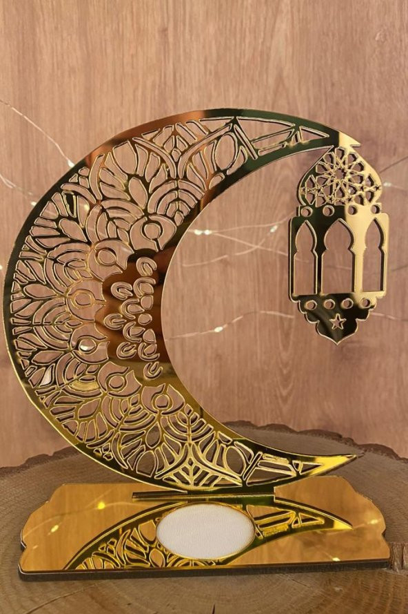 Beysüs Ramazan Ayı Dekoratif Pleksi Süs Kandil Model Gold 18x16