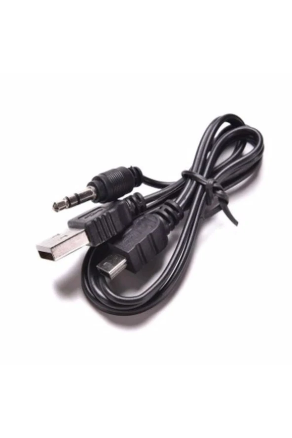 FİLONLİNE  MÜZİK KUTUSU ŞARJ KABLOSU  USB MİNİ ERKEK USB 2.0 5 PİN+3.5MM JACK AUX SES JACK