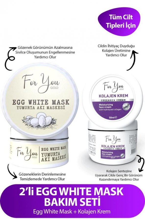 Egg White Pore Gözenek Maskesi Gözenek Temizleyici Sıkılaştırıcı Maske & Yaşlanma Karşıtı Kolejen Krem