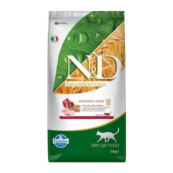 N&D Düşük Tahıllı Tavuklu Narlı Yetişkin Kedi Maması 10 Kg