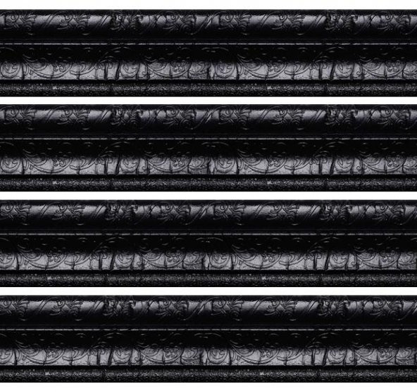 Motifli Siyah Esnek 8cm-230cm x 4 Adet Yapışkanlı Duvar Çıta Çerçeve Süpürgelik