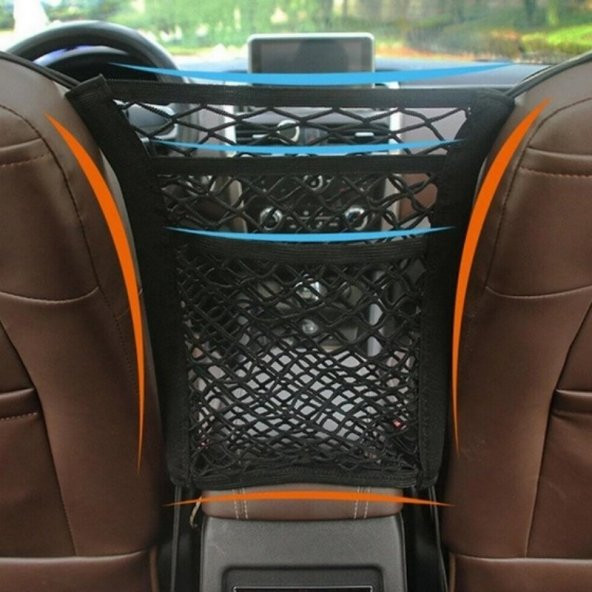 Araç İçi 2 Koltuk Arası Çok Amaçlı 2 Gözlü File