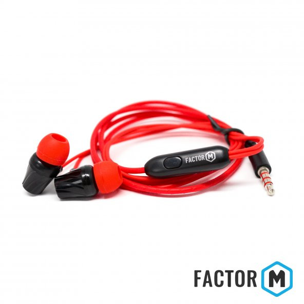 Factor M FM03 Kulakiçi Mikrofonlu Kablolu Kulaklık Kırmızı (FMFM03KK) - 3