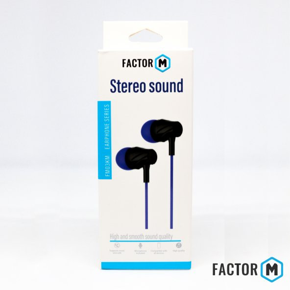 Factor M FM03 Kulakiçi Mikrofonlu Kablolu Kulaklık Mavi (FMFM03KM) - 3