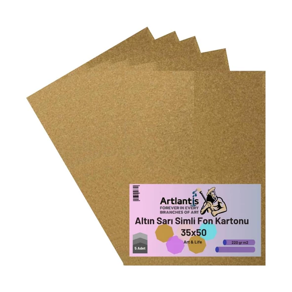 Simli Fon Kartonu 35x50 5 Adet Artlantis Simli Fon Kartonu 35*50 5 Adet