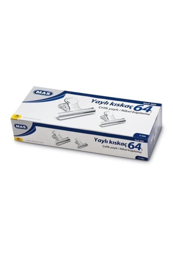 Mas Kıskaç (Klips) Yaylı Metal 64 MM (12 Li Paket) - 2