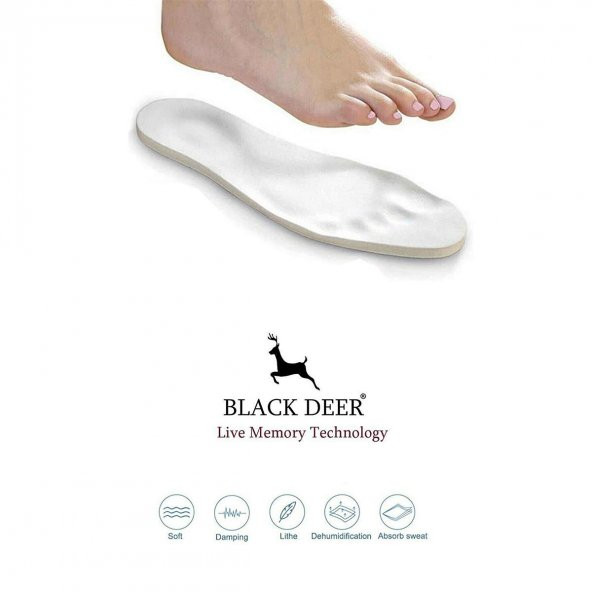 Black Deer Beyaz-Siyah Flash Ortopedik Tabanlıklı Sneaker Spor Ayakkabı - 6