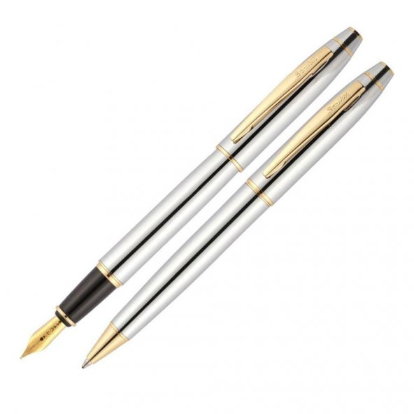 Steel Pen Takım Kalem Dolma+Tükenmez Venüs Serisi Desenli Gold 177DT