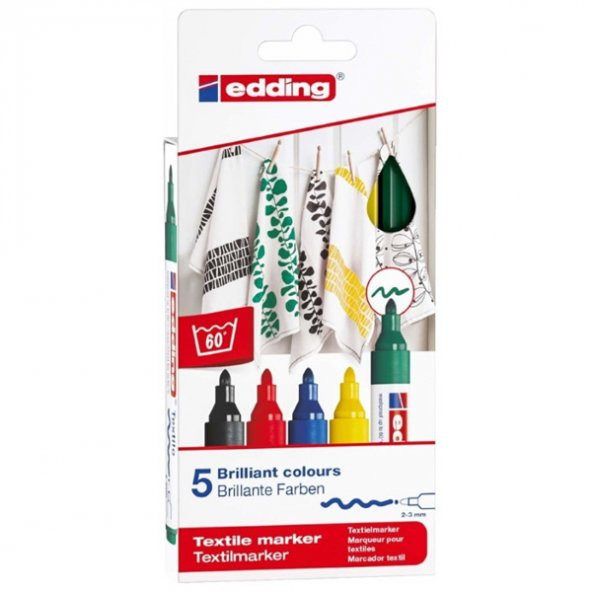 Eding T-Shırt Kalemi Yuvarlak Uçlu Basıc 2-3 MM 5 Lİ 4500/5S