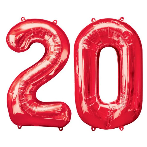 20.Yaş Folyo Balon Seti Kırmızı 40 cm