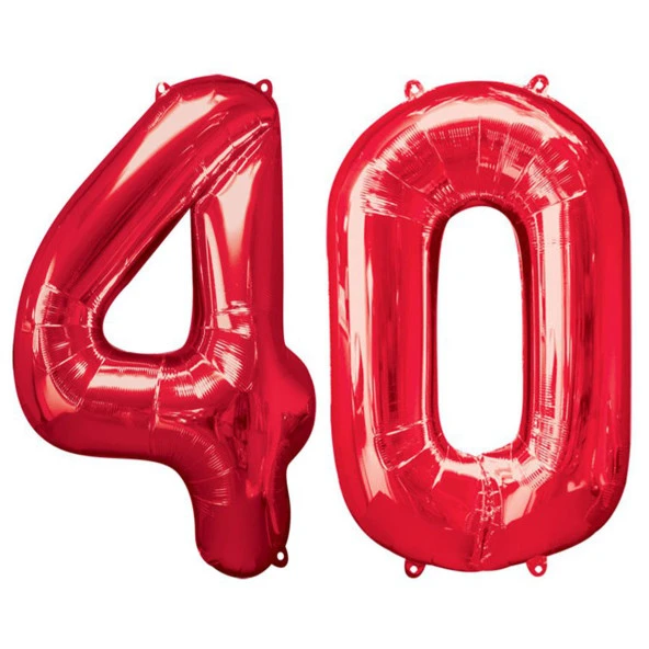 40.Yaş Folyo Balon Seti Kırmızı 40 cm