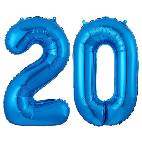 20.Yaş Folyo Balon Seti Mavi 40 cm