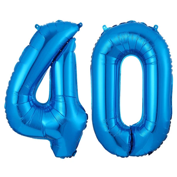 40.Yaş Folyo Balon Seti Mavi 40 cm