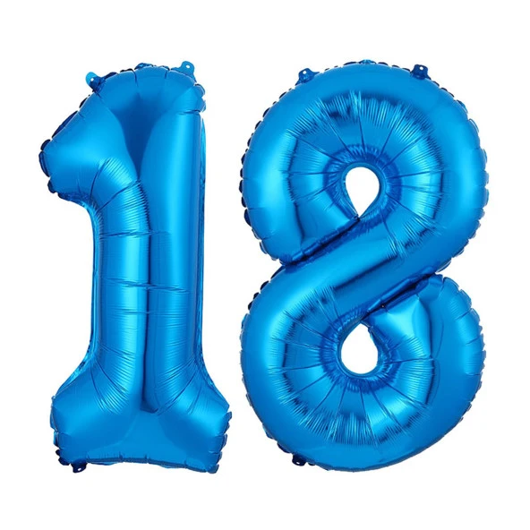 18.Yaş Folyo Balon Seti Mavi 40 cm
