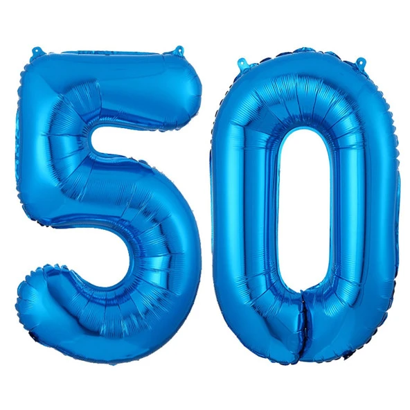 50.Yaş Folyo Balon Seti Mavi 40 cm