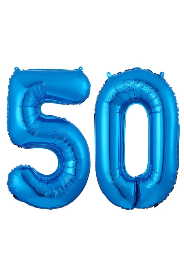 50.Yaş Folyo Balon Seti Mavi 40 cm - Resim 2