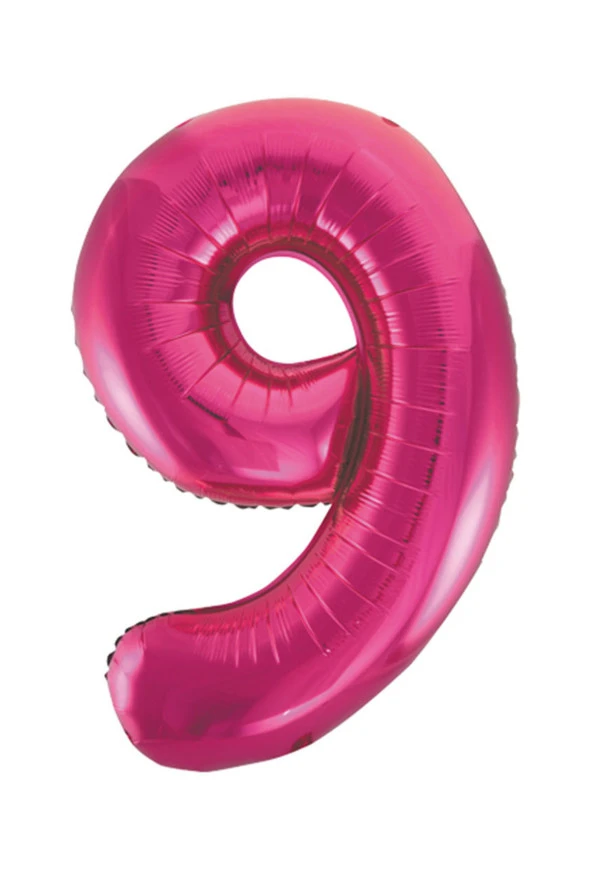 9 Rakam Pembe Folyo Balon 40 cm - Resim 2