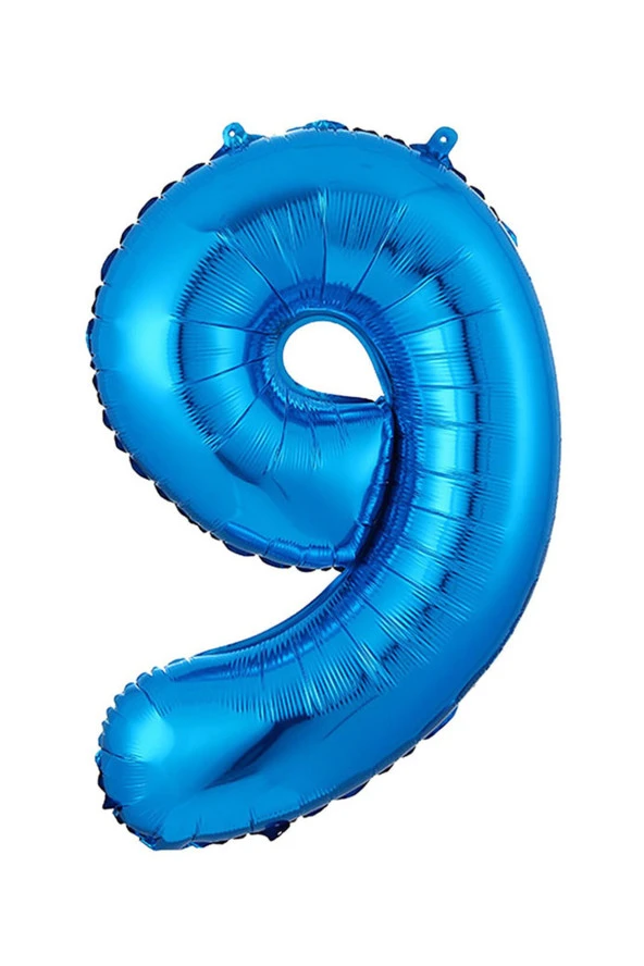 9 Rakam Mavi Folyo Balon 40 cm - Resim 2