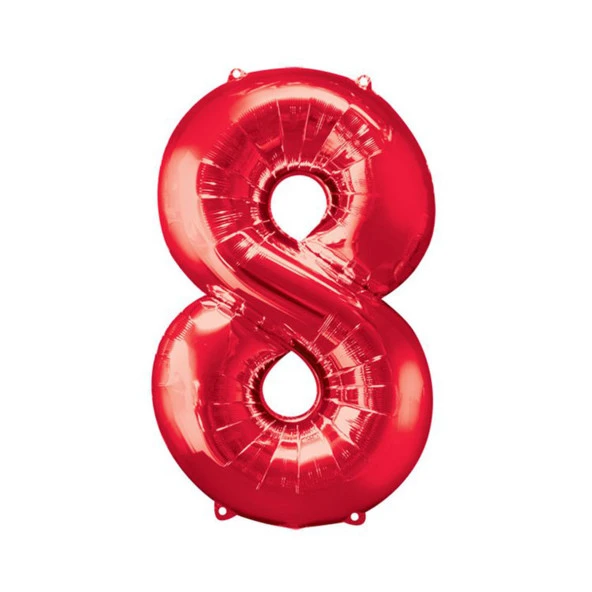8 Rakam Kırmızı Folyo Balon 40 cm