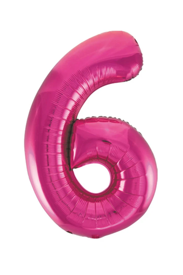 6 Rakam Pembe Folyo Balon 40 cm - Resim 2