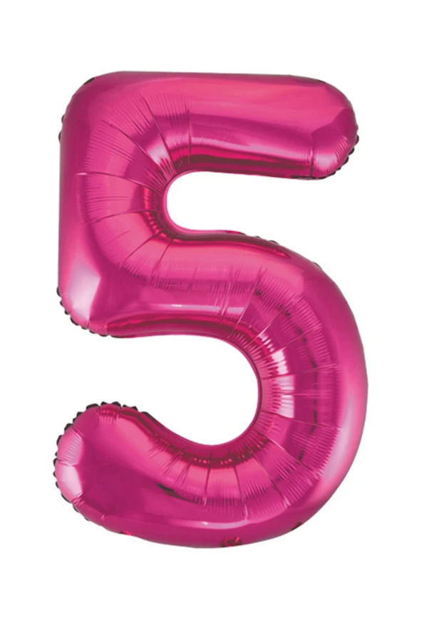 5 Rakam Pembe Folyo Balon 40 cm - Resim 2