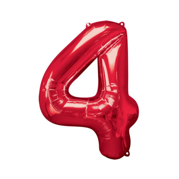 4 Rakam Kırmızı Folyo Balon 40 cm