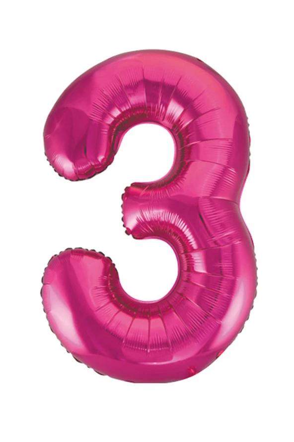 3 Rakam Pembe Folyo Balon 40 cm - 2