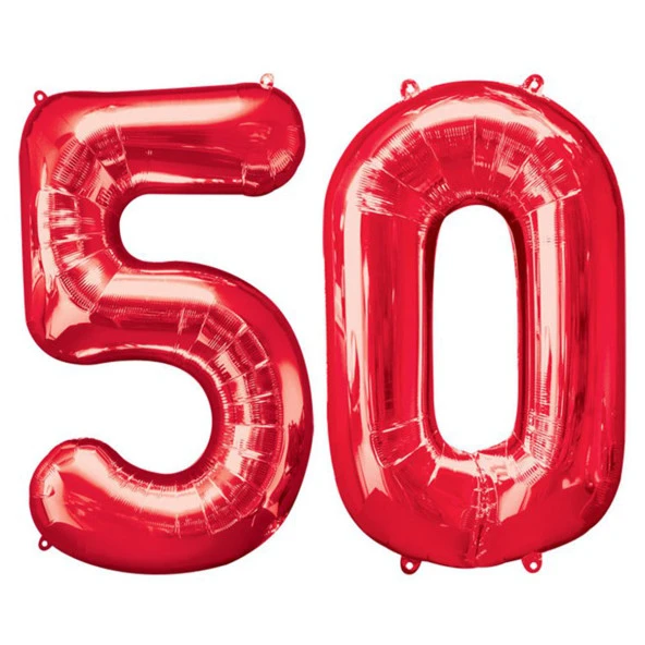 50.Yaş Folyo Balon Seti Kırmızı 40 cm