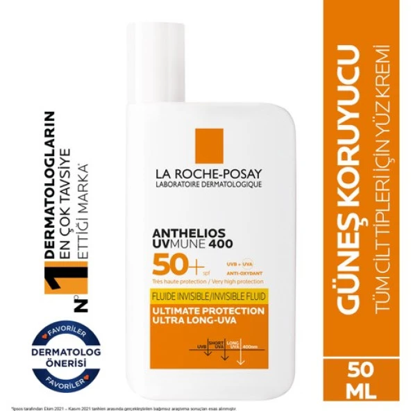 La Roche-Posay Anthelios invisible Fluid Yüz Güneş Kremi Normal/Karma Ciltler Spf50+ Yuksek Koruma 50ml