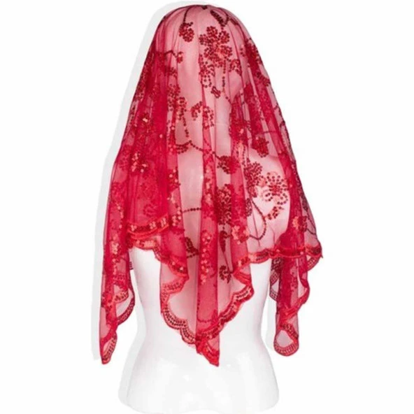 Kırmıızı Gelin Duvak Seti 2li