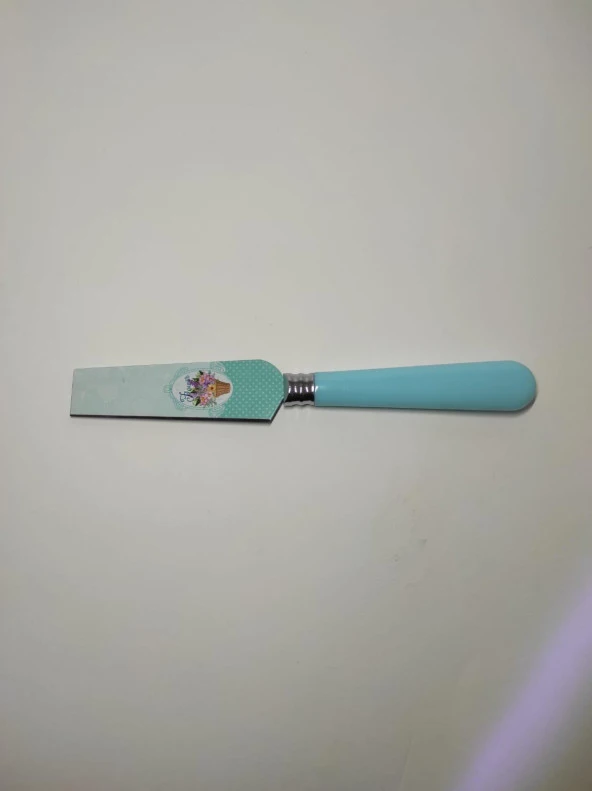 Mini Kek Pasta Spatulası Dekoratif Çiçek Baskılı Mini Pasta Spatulası 21 cm Small Spatula - 2