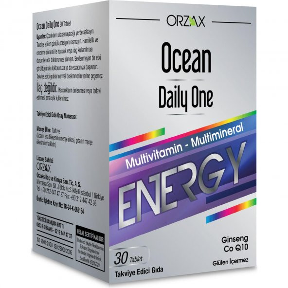 Orzax Ocean Daily One Energy 30 Tablet 8697595871812