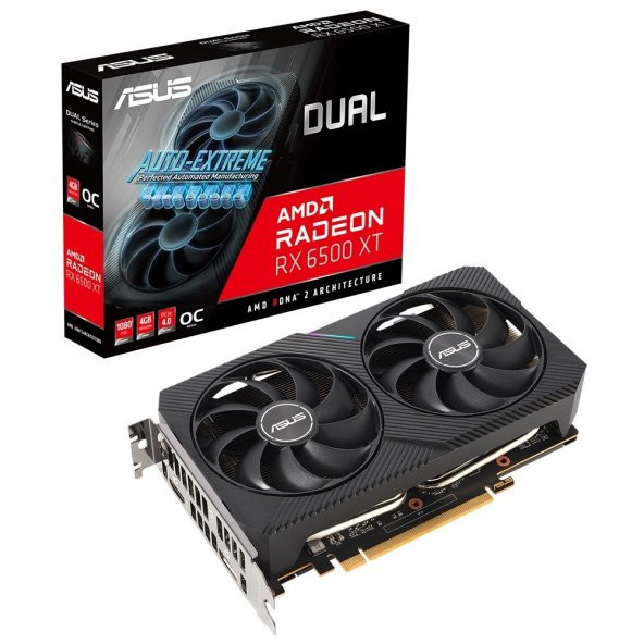 Asus DUAL-RX6500XT-O4G AMD Radeon Dual RX 6500 XT OC 4GB 64Bit GDDR6 Ekran Kartı - 1