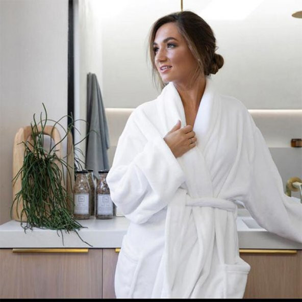 PIRILTI COLLECTION AQUA WELSOFT ŞAL YAKA BORNOZ+ BONE HAVLU