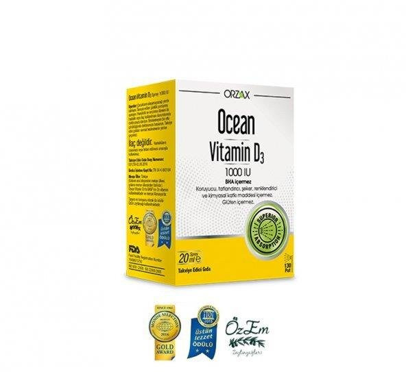 Orzax Ocean Vitamin D3 1000 IU Oral Sprey 20 ml 8697595871362