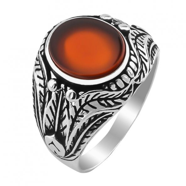 Kırmızı Akik Taşlı 925 Ayar Gümüş Yüzük - Resim 3