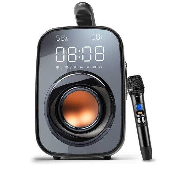 Soaiy Bluetooth Kablosuz Hoparlör Speaker Mikrofonlu Radyo Hafıza Kartı Saat Alarm SH25 - 3
