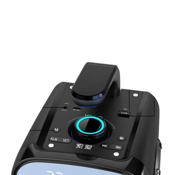 Soaiy Bluetooth Kablosuz Hoparlör Speaker Mikrofonlu Radyo Hafıza Kartı Saat Alarm SH25 - 5