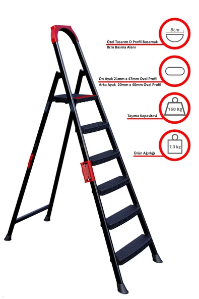 ERTEKPA Anka Plus 5+1 Basamaklı Metal Merdiven