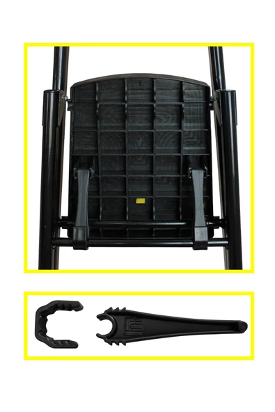 ERTEKPA Leo Siyah Merdiven 6+1 Metal Basamaklı - 7