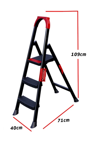 Ertekpa Anka Plus 2+1 Basamaklı Metal Siyah Merdiven - 2
