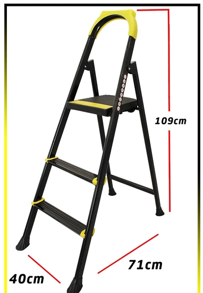 ERTEKPA Leo Siyah Merdiven 2+1 Metal Basamaklı - 6