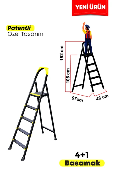 Ertekpa Leo 4+1 Basamaklı Metal Merdiven - 4