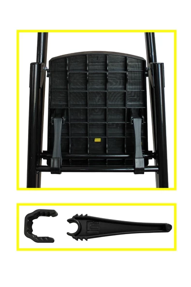 ERTEKPA Leo Siyah Merdiven 2+1 Metal Basamaklı - 9