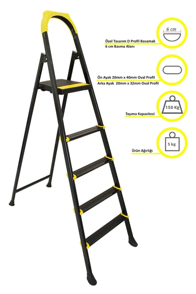 Ertekpa Leo 4+1 Basamaklı Metal Merdiven - 5