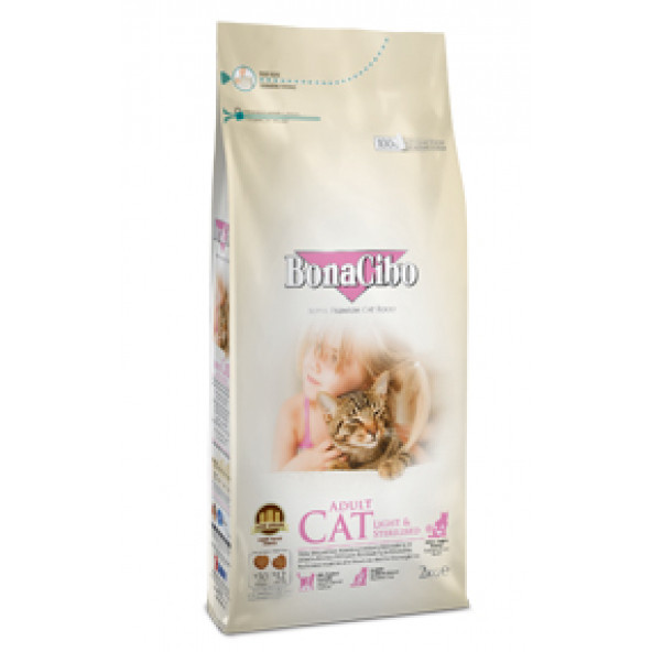 BonaCibo Adult Cat Light - Sterilised Kısırlaştırılmış Kediler için Yetişkin Kedi Maması 2 Kg.