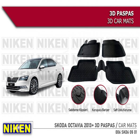 SKODA OCTAVİA 2013 ve sonraso Araca Özel 3d Derin Havuzlu Paspas
