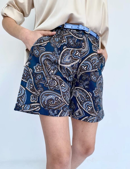 Kadın Etnik Desenli Şort - 3