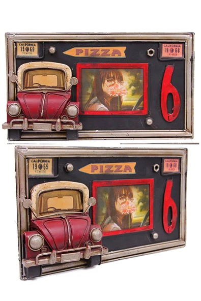 Dekoratif Metal Çerçeve Araba Dekorlu - Resim 4