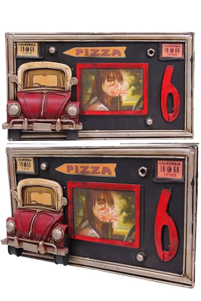 Dekoratif Metal Çerçeve Araba Dekorlu - Resim 5